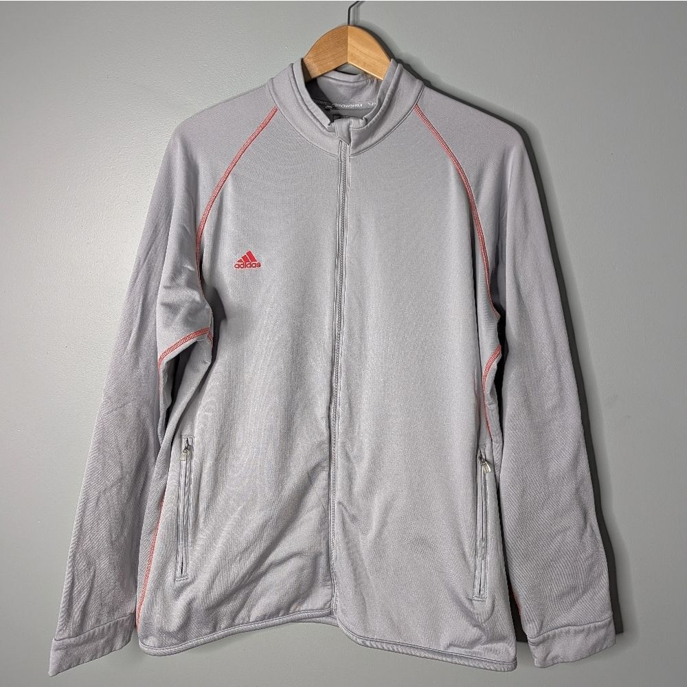 Adidas Climawarm Pastel Ice Blue Stretch Poly Zip Up Mock Neck Jacket L